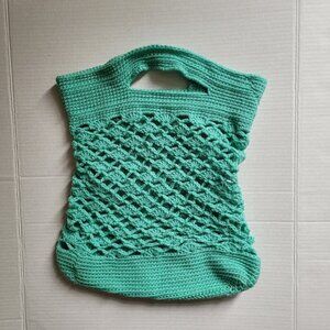 Crochet bag light green hand made knitted purse boho cottagecore knitting tote